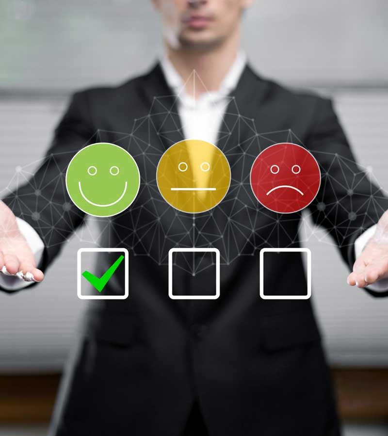 Conceptual customer feedback with positive, neutral and negative ratings